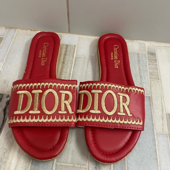 sandals Shoes - Red Slide Sandals size EUR  39 US 8.5